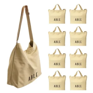Durable Logo Fashion Long Shoulder Cotton Canvas Foldable Shopping Bag for Women