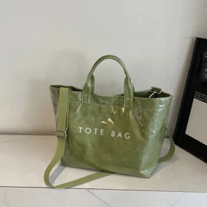 Jelly Pvc Tote Handbags Kraft Paper Shoulder Bag Waterproof Shopping Quiet Purse Work Travel with Straps