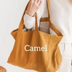 Medium Linen Tote Bag with Rope Handles
