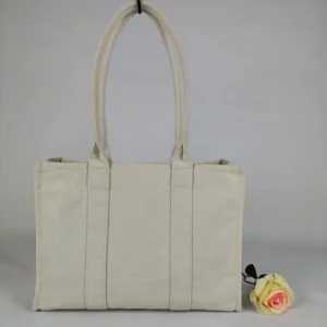 White Canvas Tote Shopping Bag Grocery Cotton Logo Printed Eco Friendly Recycled