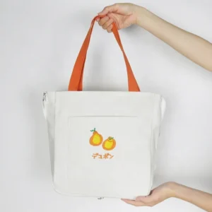 Logo Printed Eco Reusable White Shopping Canvas Cotton Tote Bag with Zipper