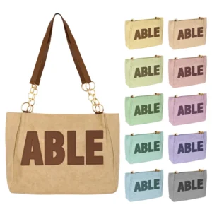 Customized Large Capacity Portable Durable Shoulder Tote Bag with Big Letter Design Autumn Canvas and Zipper Closure