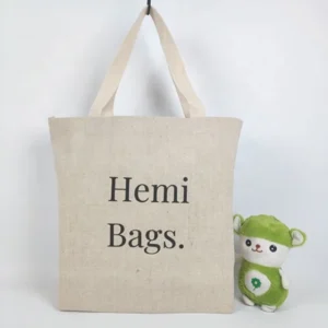 Jute Tote Bag with Leather Handle