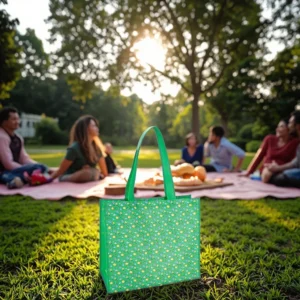 Logo Eco-friendly Rpet Non-woven Fabric Tote Bag Green Reusable Grocery Shopping for Supermarket Use