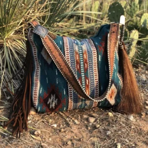 Geometric Nylon Tassel Tote Bag