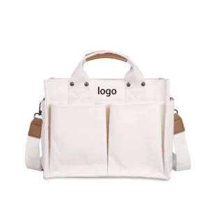 Vintage Canvas Tote Handbag with Multi-pockets