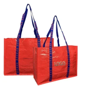 Red Pp Non Woven Bag Heavy Duty Foldable Shopping Tote Supermarket Kitchen Laminated Reusable Grocery Bags