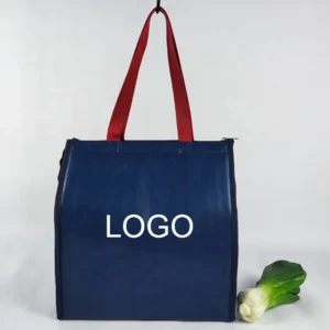 Waterproof Cooler Bags with Logo Printing Fabric Insulated Cool Bag Blue Laminated
