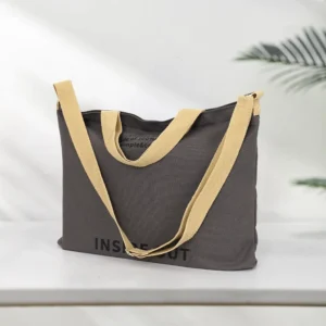 Fashion Canvas Shoulder Bag with Zipper Closure
