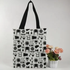 Eco Friendly Reusable Canvas Bag with Long Strap Rectangular Zipped Bags Stock