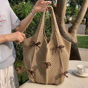 Portable Canvas Tote with Bow